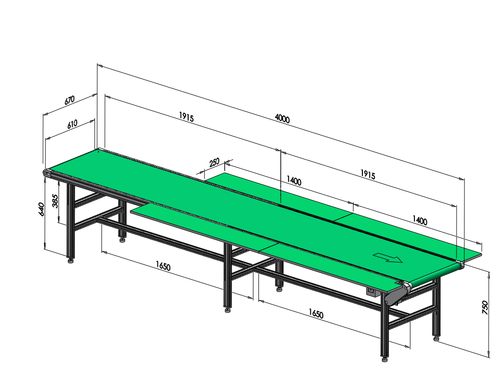 4米皮帶輸送機(jī)兩側(cè)帶臺(tái)面