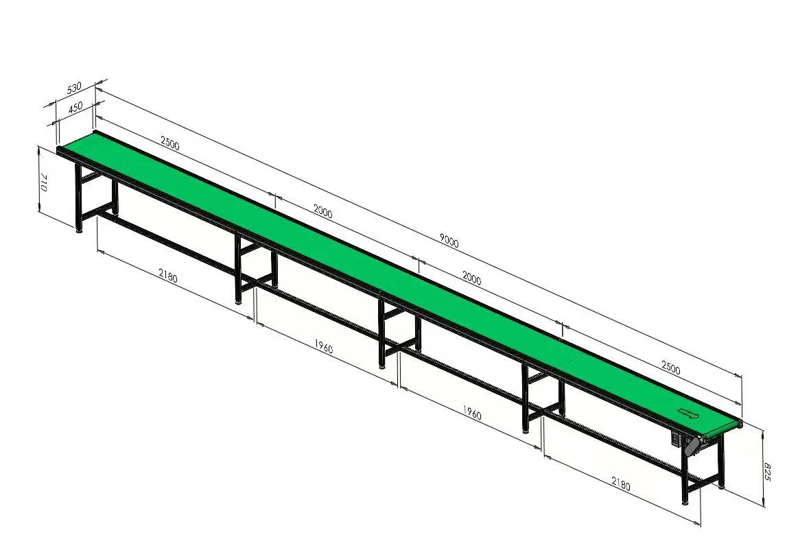 9米長流水線輸送機(jī) 3mm厚PVC皮帶